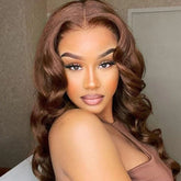 Ronashow 13x4 Lace Frontal Wig Chocolate Brown Color Body Wave Wigs